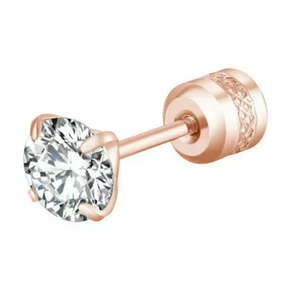 K-KED Womens Earring Delicate Jewelry Stud Earring Ear Decoration Piercing Small Zircon Round-rose gold-3mm
