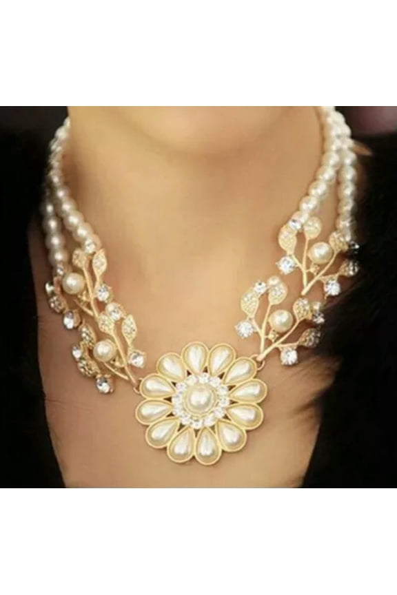 Womens Fashion Delicate Jewelry Big Statement Choker Pendant Gold Color Necklace