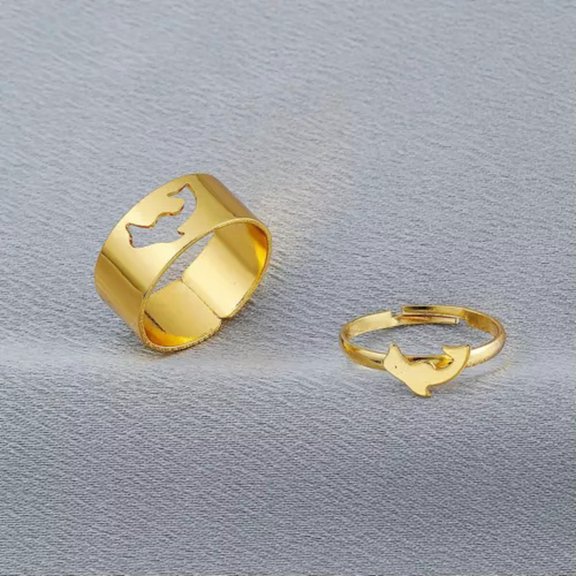 K-KED Womens Fashion Ring Set Adjustable Rings Heart Moon Dolphin Star Jewelry-Dolphin-Silver