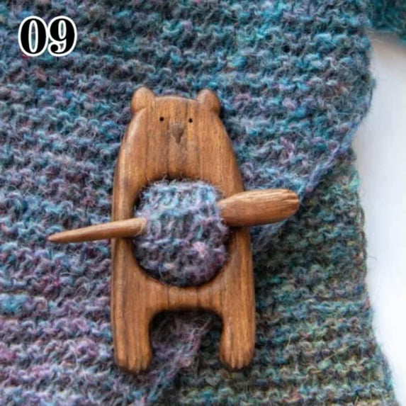 K-KED Wooden Animal Pattern Brooch Pin Wood Shawl Pin Scarf Pin Women Gift Brooch 1pc-9