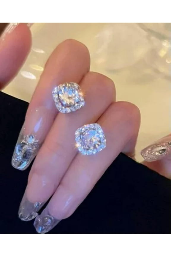 Zirconia Cz Earrings 3Ct Round Cut Cubic Lab Created Diamond Stud Post Pierced