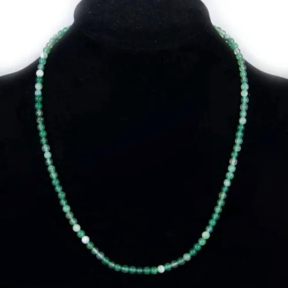 K-KED crystal gemstone beaded necklace 4mm jasper opal agate quartz amethyst stone-green agate