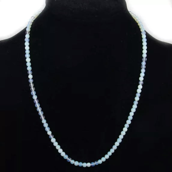 K-KED crystal gemstone beaded necklace 4mm jasper opal agate quartz amethyst stone-opal