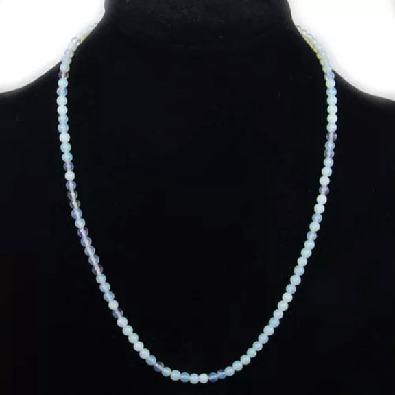 K-KED crystal gemstone beaded necklace 4mm jasper opal agate quartz amethyst stone-opal