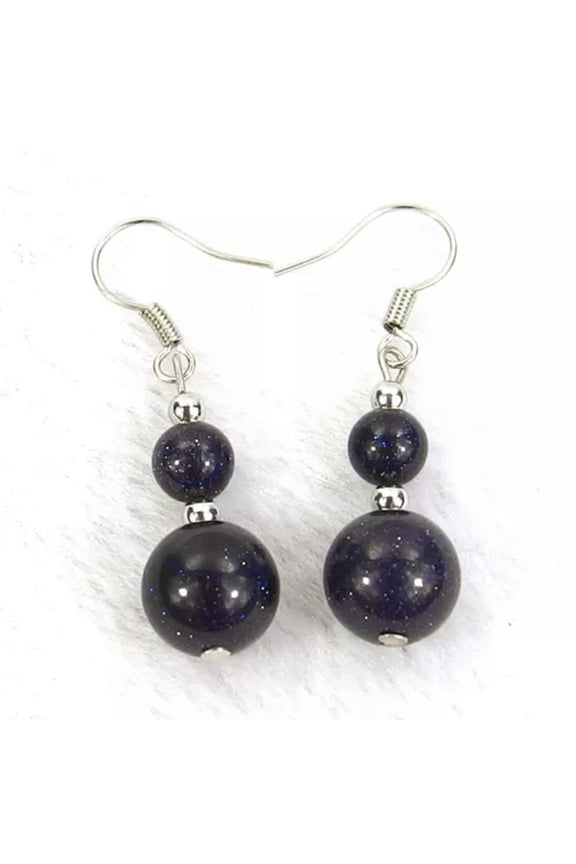 women's fashion drop dangle earrings 6mm 10mm natural gemstone stone beads-Blue Sand Jasper