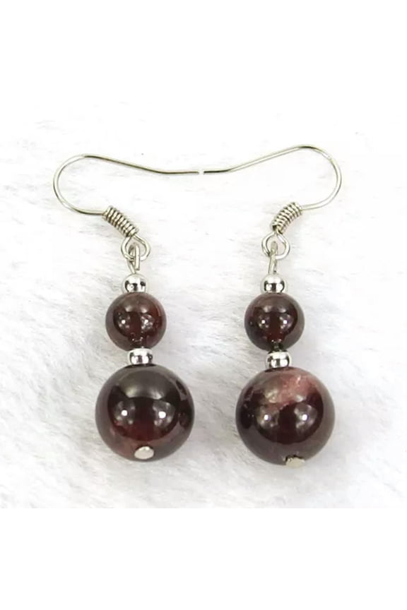 women's fashion drop dangle earrings 6mm 10mm natural gemstone stone beads-Garnet