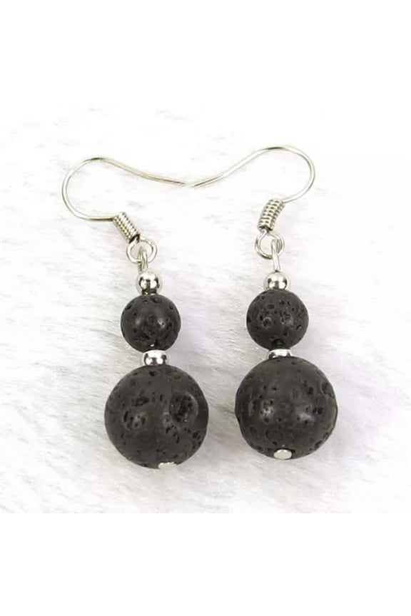 women's fashion drop dangle earrings 6mm 10mm natural gemstone stone beads-Lava
