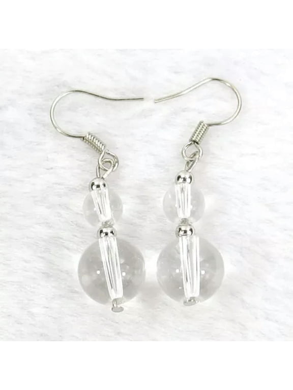 women's fashion drop dangle earrings 6mm 10mm natural gemstone stone beads-White Crystal