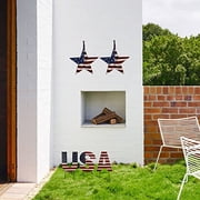 K KILIPES Metal Star Yard Sign with Stake American Decor, 4th of July Patriotic Barn Star Garden Stake Hanging Ornament Wall Decor Veterans Day Memorial Day Outdoor Lawn Decoration