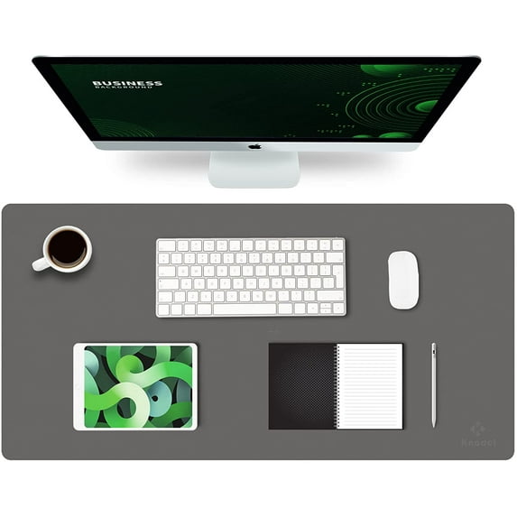 K KNODEL Desk Mat, Mouse Pad, Desk Pad, Waterproof Desk Mat for Desktop, Leather Desk Pad for Keyboard and Mouse, Desk Pad Protector for Office and Home (Dark Gray, 31.5" x 15.7")
