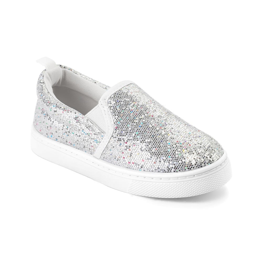que shoes シルバー Kushyshoo Girls Slip-on Sneakers, Gray Glitter, Durable