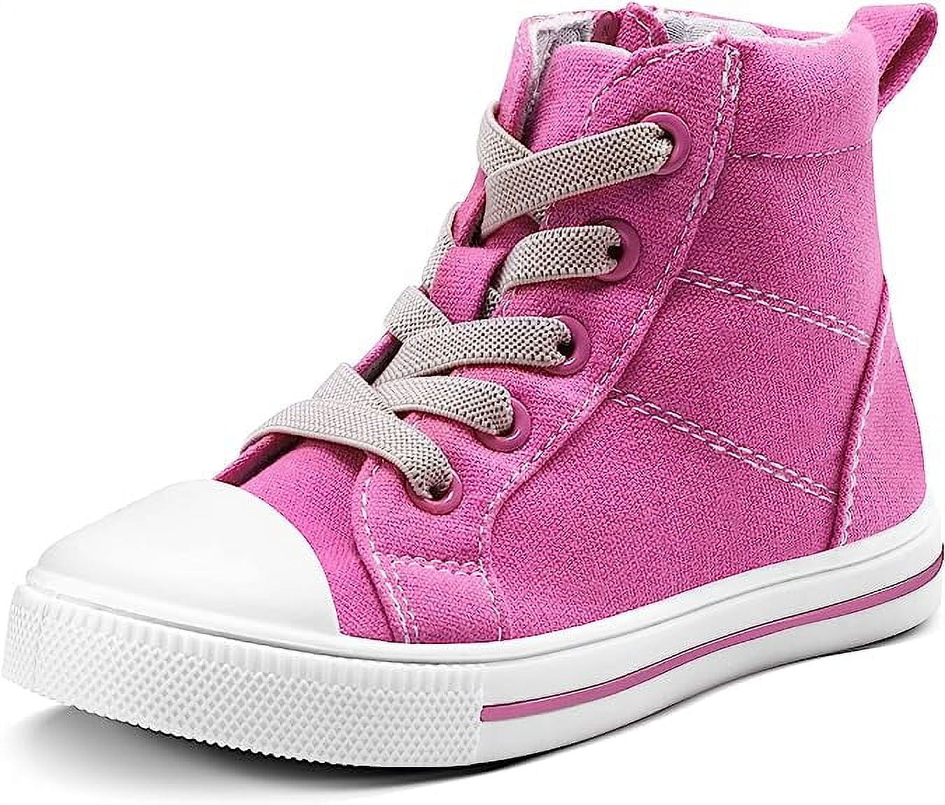 K KomForme Kids Canvas Sneakers Pink HighTop Walking Shoes Zipper 1M
