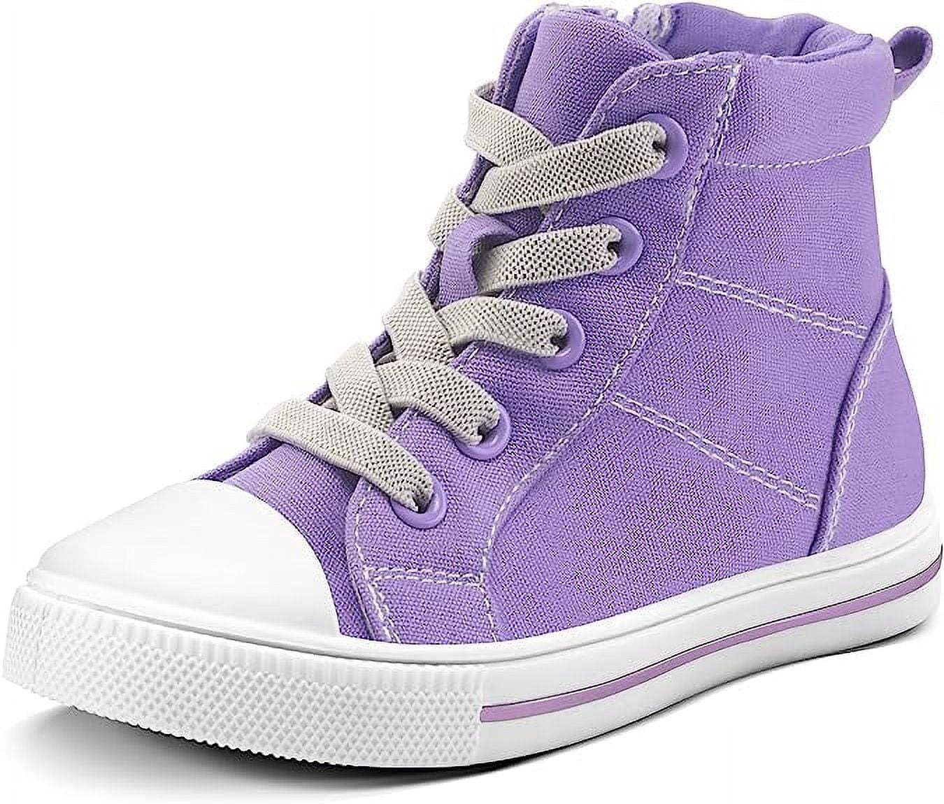 K KomForme Kids Canvas Sneakers Purple HighTop Walking Shoes Zipper 3M