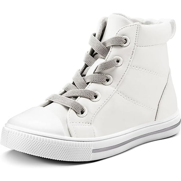 K KomForme Kids Canvas Sneakers White Glitter HighTop Walking Shoes