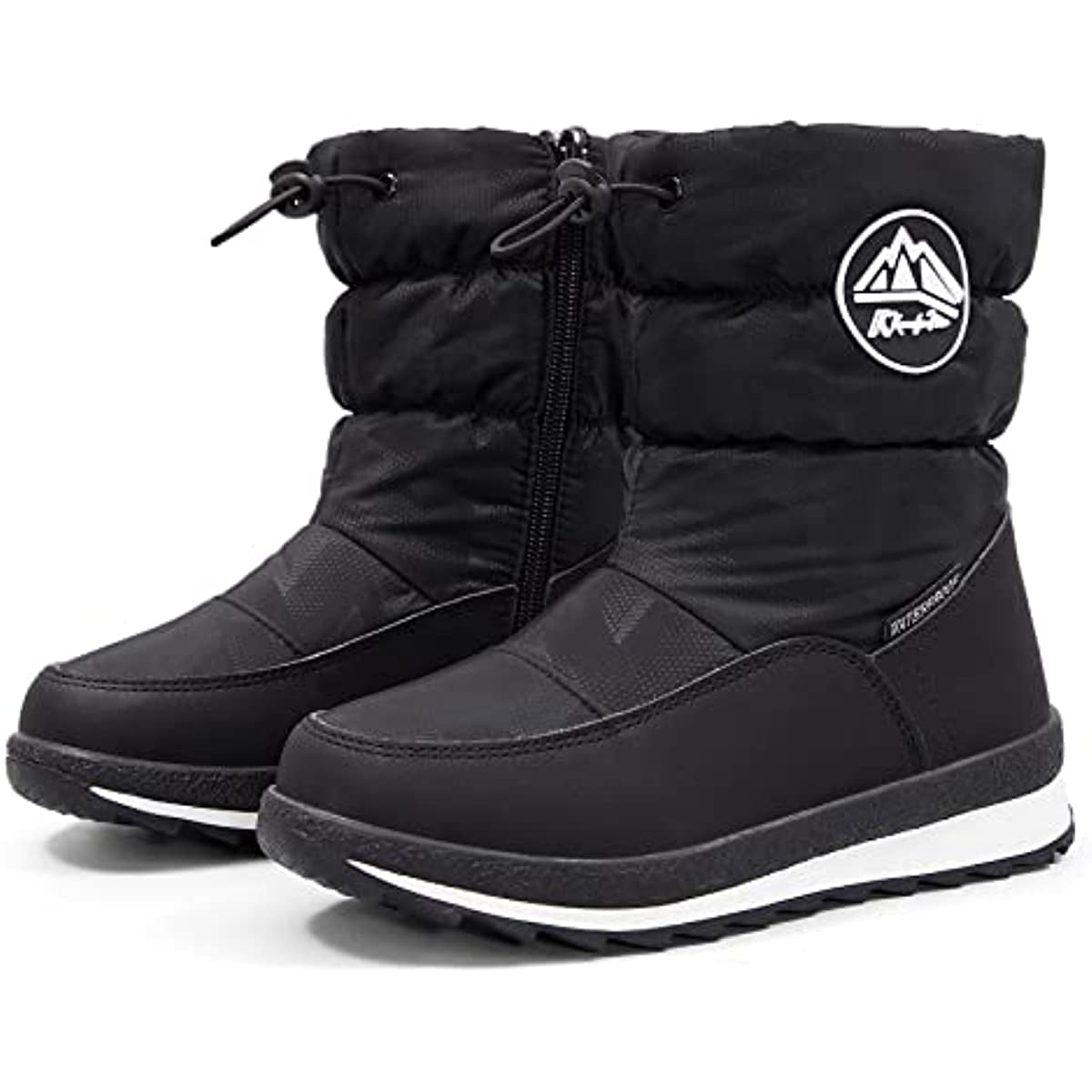 K KomForme Kids Snow Boots for Boys and Girls Matte Black Winter
