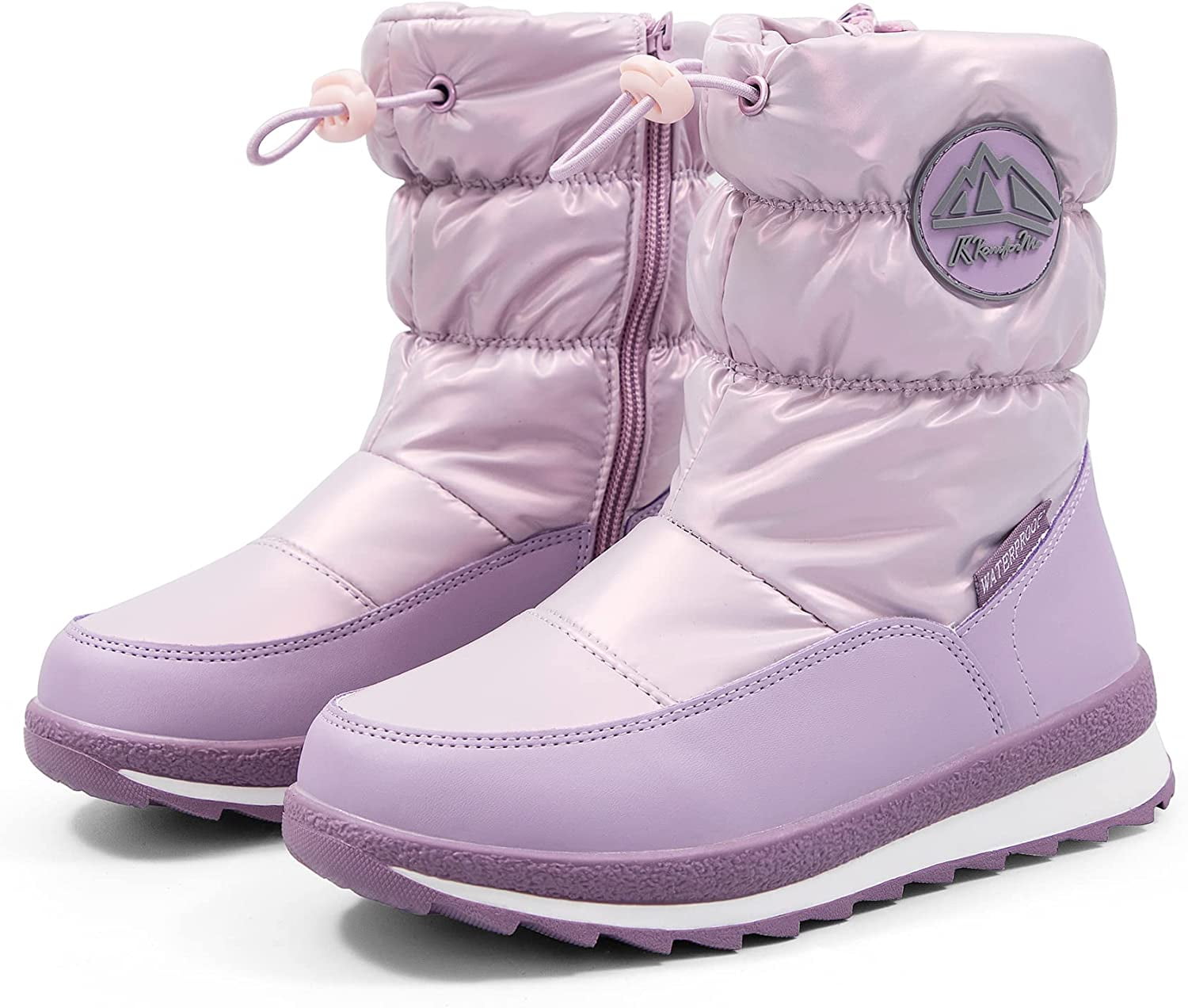 K KomForme Kids Snow Boots for Girls Winter Outdoor Purple Boots