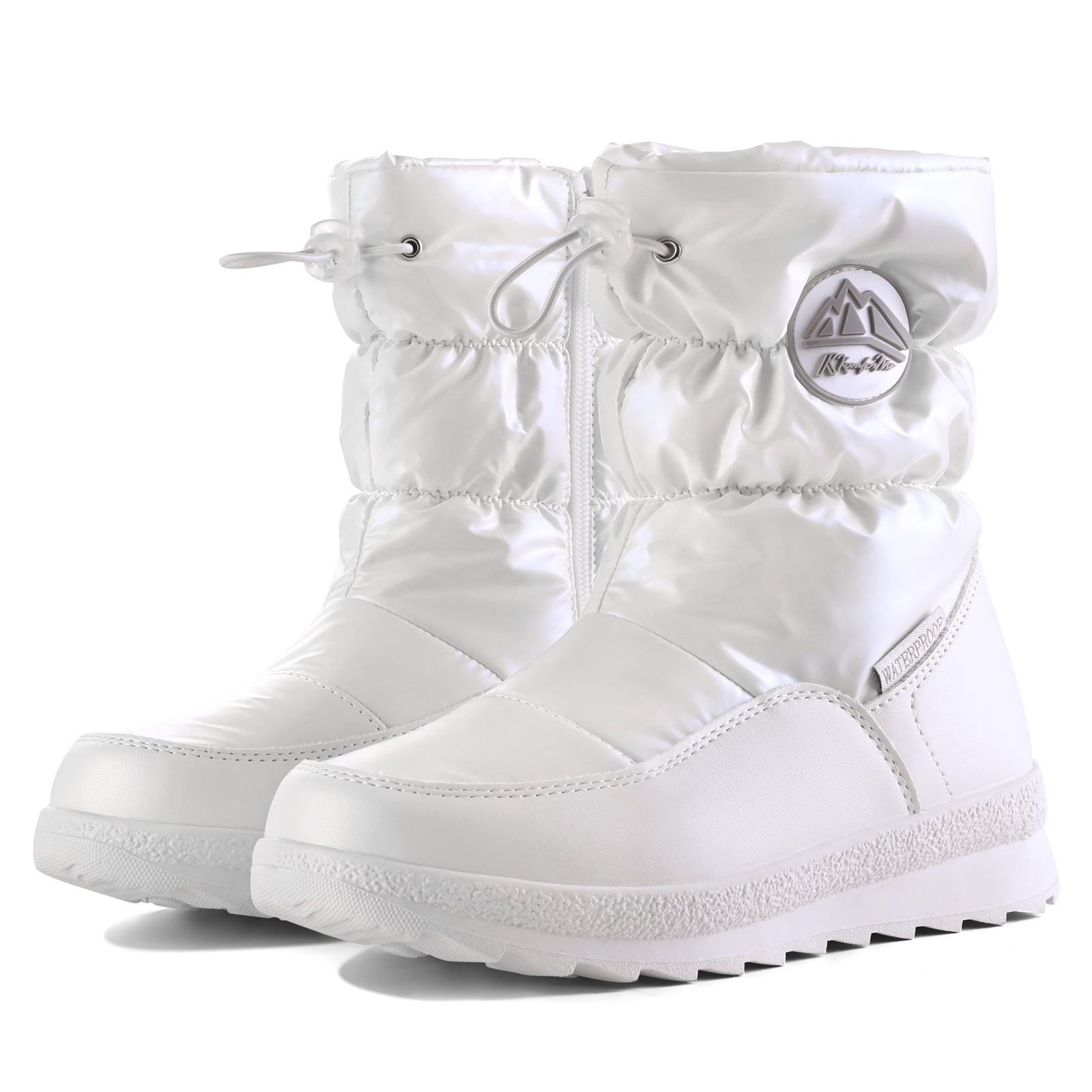 K KomForme Kids Snow Boots for Boys and Girls White Winter Outdoor