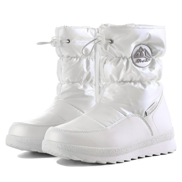 K KomForme Kids Snow Boots for Boys and Girls White Winter Outdoor