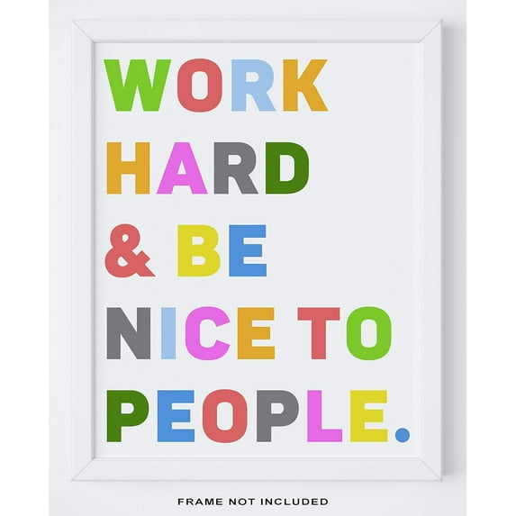 K&L Design Co: Motivational Wall Art Decor - 11x14" Unframed Typography - Work Hard