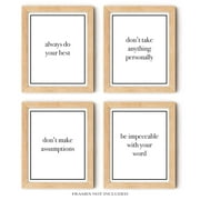 K&L Design Co: Motivational Wall Art Decor - 8x10" Unframed Typography Set of 4 - Agreements