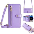 thumbnail image 1 of K-LION for Samsung Galaxy A54 5G Case Wallet with Card Holder Adjustable Crossbody Lanyard Wrist Strap PU Leather Kickstand Card Slots Zipper Flip Cover Case for Samsung Galaxy A54 5G,Purple, 1 of 7