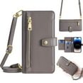 thumbnail image 1 of K-LION for Samsung Galaxy S10 Case Wallet with Adjustable Crossbody Lanyard Wrist Strap PU Leather Kickstand Card Slots Zipper Flip Cover Case for Samsung Galaxy S10,Gray, 1 of 1