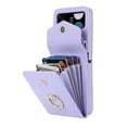 thumbnail image 1 of K-LION for Samsung Galaxy Z Flip 3 Case with RFID Blocking Card Holder Strap Lanyard, Z Flip 3 Wallet Case with Ring Holder Crossbody Phone Case Cover Purse for Women, Purple, 1 of 7