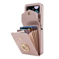 thumbnail image 1 of K-LION for Samsung Galaxy Z Flip 3 Case with RFID Blocking Card Holder Strap Lanyard, Z Flip 3 Wallet Case with Ring Holder Crossbody Phone Case Cover Purse for Women, Rosegold, 1 of 7