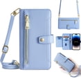 thumbnail image 1 of K-LION for iPhone 11 Pro Max Case Wallet with Card Holder Adjustable Crossbody Lanyard Wrist Strap PU Leather Kickstand Card Slots Zipper Flip Cover Case for Apple iPhone 11 Pro Max,Blue, 1 of 1