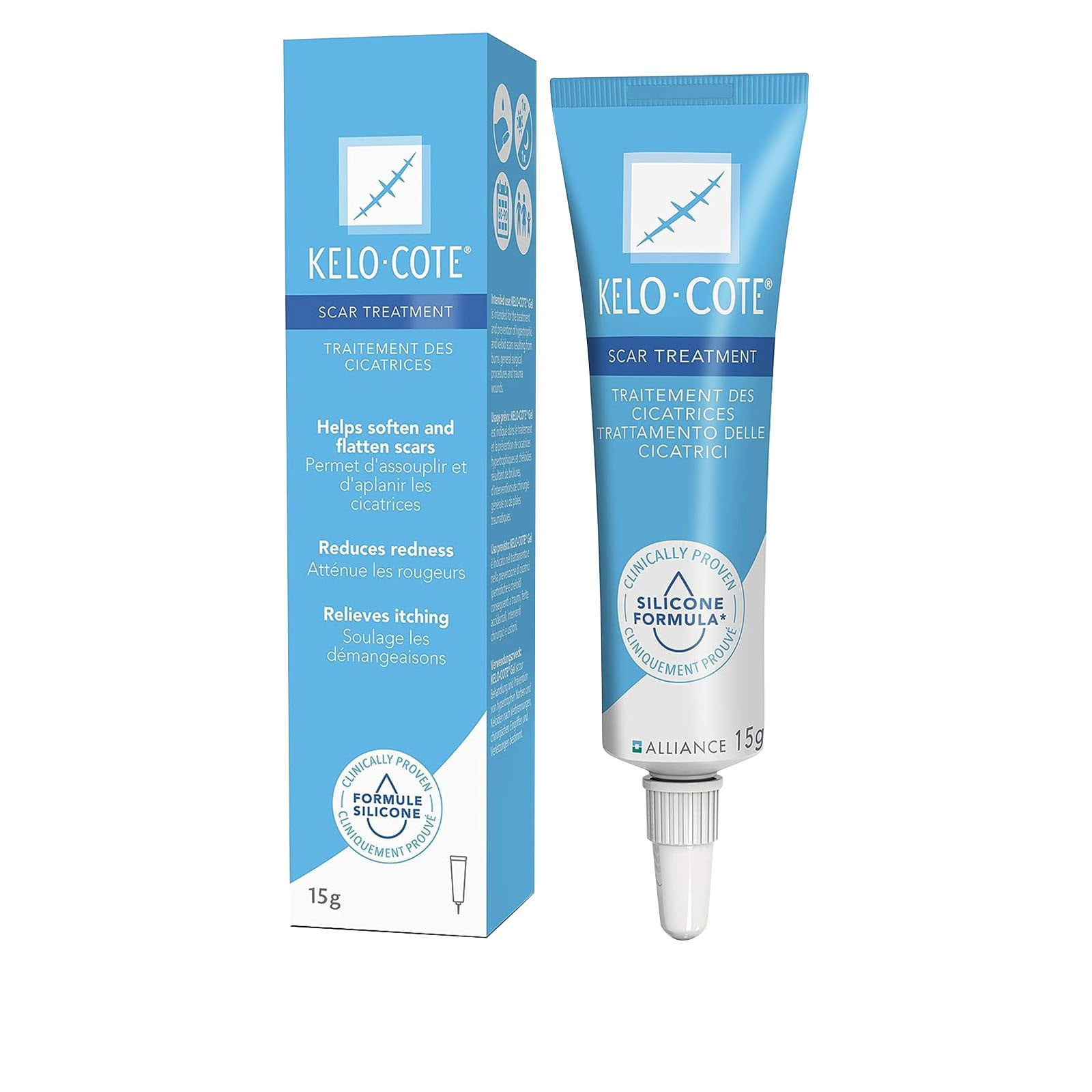 KéLO&COTé Silicone Scar Gel-Hypertrophic And Keloids Etc. Old And New Hypertrophic And Keloids Caused By General Trauma And Burns Silicone Scar Gel, 15g