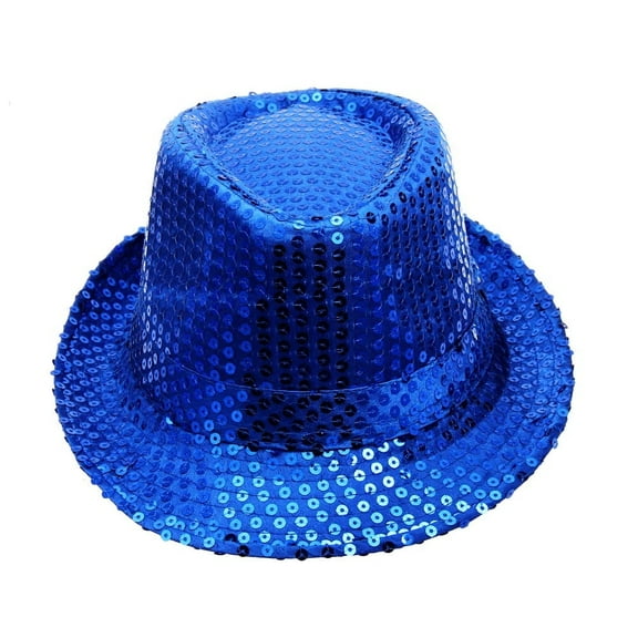 K͏LOY2K Sequin Hat Stage Hat Performances Sequined Show Hat for Women Men Party Concert Jazz Costume Accessory - Sparkling Top Hat Glamorous Blue One Size