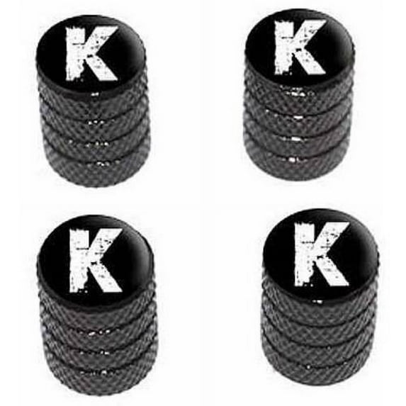 K Letter Distressed Tire Rim Wheel Aluminum Valve Stem Caps, Multiple Colors