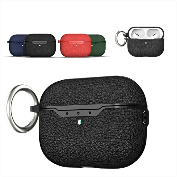 K-Lion AirPods Case Designed for Apple Airpods Pro 2 2022 Lychee Pattern Full Body Protection with Carabiner Slim Shockproof Waterproof Case For Airpods Pro 2 2022,Black