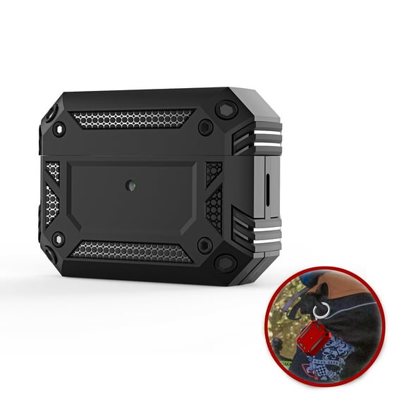 K-Lion for AirPods Pro 2 Case, Military Grade AirPods Pro 2nd Generation Case, Protective Cover with Keychain Visible Front LED Shockproof Cover, Black