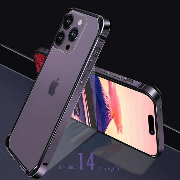 K-Lion Aluminum Frame Metal Bumper Frame Slim Hard Case for iPhone 14 Pro Max, Metal Frame Armor Bumper Raised Edge Protection No-Back Case for iPhone 14 Pro Max 6.7 inch 2022, Purple