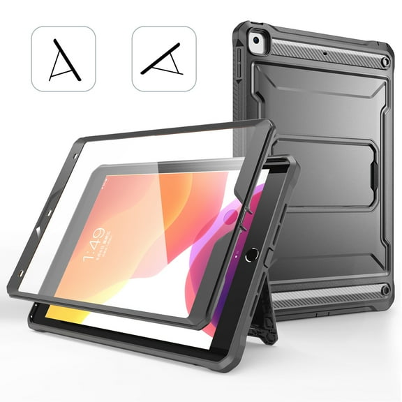 K-Lion for Apple iPad 10.2 inch 9th/8th/7th (2021/2020/2019) Case with Screen Protector,Heavy Duty Kickstand Function Rugged Case Shockproof Protective Cover for iPad 10.2 inch 9th/8th/7th, Black