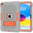 thumbnail image 1 of K-Lion for Apple iPad 10th Generation 10.9" 2022 Kids Friendly Case ,Cute Shockproof Kickstand Hybrid Protective Tablet Hard Full Protection Case Cover for 10.9 Inch 2022, Gray/Orange, 1 of 8