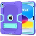 thumbnail image 1 of K-Lion for Apple iPad 10th Generation 10.9" 2022 Kids Friendly Case ,Cute Shockproof Kickstand Hybrid Protective Tablet Hard Full Protection Case Cover for 10.9 Inch 2022, Purple/Mint, 1 of 8