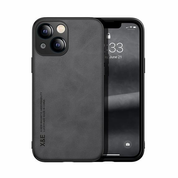 K-Lion Case Compatible with iPhone 14 Plus 6.7 in 2022 Release, Soft Retro PU Leather Case + Shockproof TPU Shell Car Magnetic Suction Drop Resistant Slim & Lightweiht Case for iPhone 14 Max, Darkgray