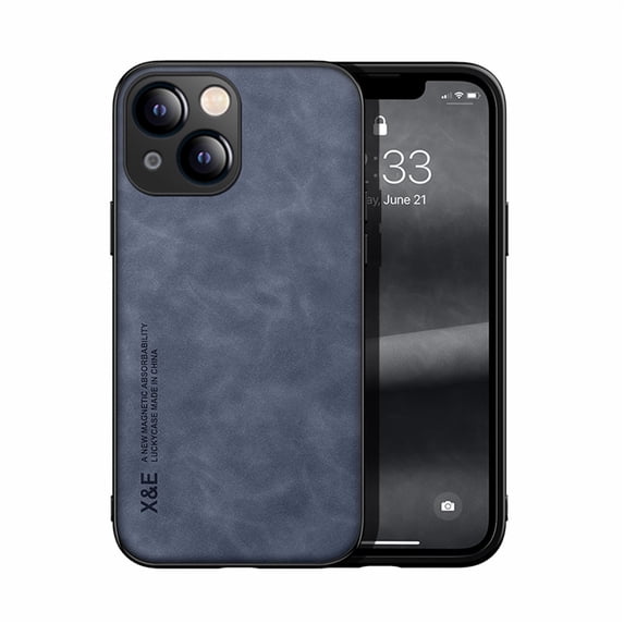 K-Lion Case Compatible with iPhone 14 Plus 6.7 inch 2022 Release, Soft Retro PU Leather Case + Shockproof TPU Shell Car Magnetic Suction Drop Resistant Slim & Lightweiht Case for iPhone 14 Max, Blue