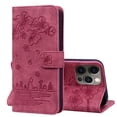 thumbnail image 1 of K-Lion Case Compatible with iPhone 14 Pro 6.1" 2022, Luxury PU Leather Surface Shockroof Anti-drop Anti-scratch Card Slots Flip Kickstand Soft TPU Shell Embossed Flower Luxury Fashion Case, Red, 1 of 7