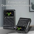 thumbnail image 1 of K-Lion Case for Samsung Galaxy Z Flip 4 (6.7" 2022 Release), Durable PU Leather Texture [Embossed Diamond Grid Pattern] Kickstand Drop Resistant Anti-fall Luxury Vintage Case, Black, 1 of 12