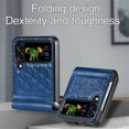 thumbnail image 1 of K-Lion Case for Samsung Galaxy Z Flip 4 (6.7" 2022 Release), Durable PU Leather Texture [Embossed Diamond Grid Pattern] Kickstand Drop Resistant Anti-fall Luxury Vintage Case, Darkblue, 1 of 12