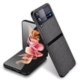 thumbnail image 1 of K-Lion Case for Samsung Galaxy Z Flip 4 6.7 inch 2022, Leather Surface Luxury Sea Sand Pattern Drop Resistant Anti-fingerprint Shockproof Thin Case for Galaxy Z Flip 4 (6.7"), Black, 1 of 8