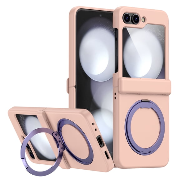 K-Lion Case for Samsung Galaxy Z Flip 6, Ultra Slim Matte Shockproof Case with Hinge Protection & Built-in Stand,Magnetic Case Compatible with Magsafe,Pink