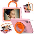 thumbnail image 1 of K-Lion Case for iPad Mini 6 with 360° Rotatable Folding Handle Grip Kickstand  Built-in Screen Protector Removable Shoulder Strap Washable Shockproof Tablet Case For iPad mini 6 2021,Pink, 1 of 8