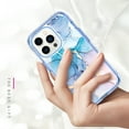 thumbnail image 1 of K-Lion Case for iPhone 14 6.1" 2022 Release, Wireless Charging Case Secure Wrap Protective Marble Pattern Luxury Fashion Ultra-thin Light Case For iPhone 14, Blue & Pink Marble, 1 of 7