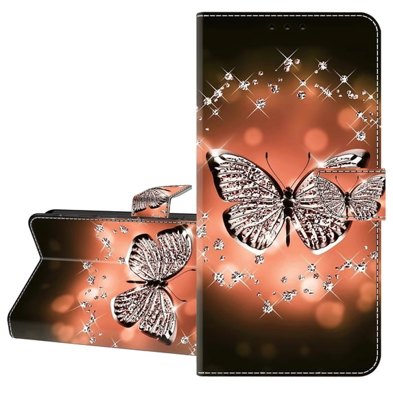 K-Lion Compatible with Samsung Galaxy A54 5G Wallet Case,Flip PU Leather Crystal Pattern Magnetic Case Glitter Adjustable Stand Card Slots Shockproof Cover