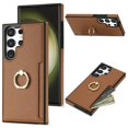 thumbnail image 1 of K-Lion Compatible with Samsung Galaxy S23 Ultra Wallet Case,Luxury PU Leather Shockproof Protective Case Card Holder Slot Ring Holder Kickstand Phone Cover for Samsung Galaxy S23 Ultra ,Brown, 1 of 5