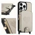 thumbnail image 1 of K-Lion Compatible with iPhone 14 Plus Wallet Case, Luxury Zipper Crossbody Strap Card Slot Kickstand Case Shockproof Rugged Magnetic MagSafe Cover,Gray, 1 of 9